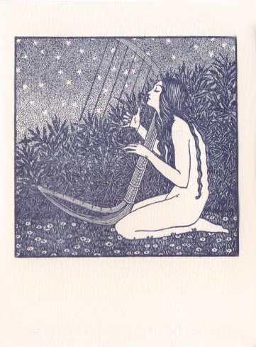 Art Nouveau harp player