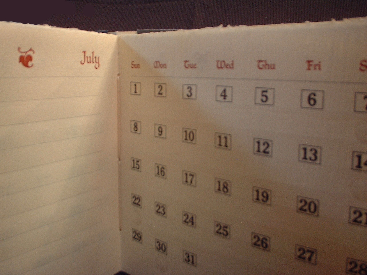 calendar page spread, July '07